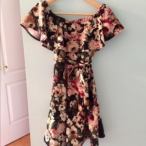 Black Floral Off the Should Dress